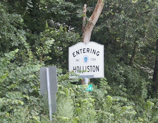 Entering Holliston, Massachusetts from Ashland.