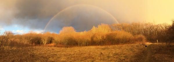 Off one of the trails near Northeastern where you can see beautiful rainbows at sunset.