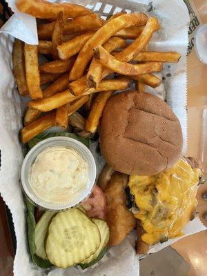 Fried cod sandwich with fries