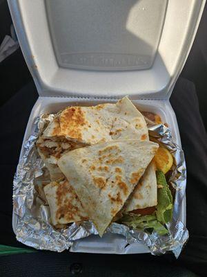 Chicken quesadilla to-go