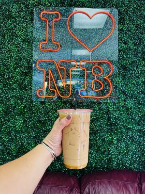 Iced latte and indoor decor