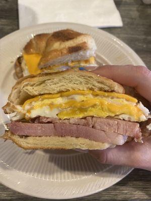 Croissant breakfast sandwich