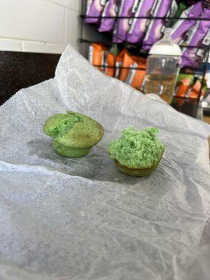 Mini homemade pistachio muffins that my 3-yr old loves!!! Not sweet and so fresh!