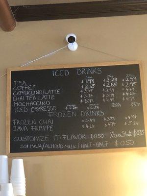 Iced drinks menu 2019