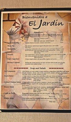 Menu page 1