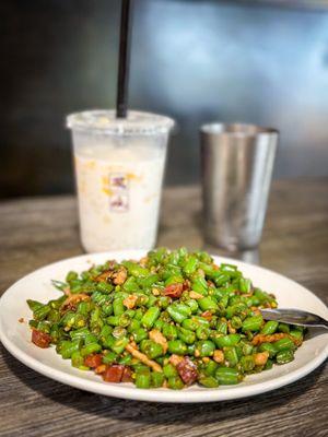 Minced String Beans, Mushroom & Sausage