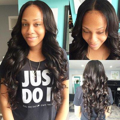 Natural sewin weave with minimal leave out