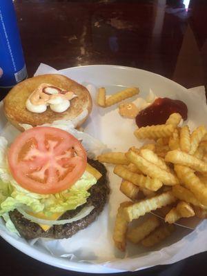 8oz burger and fries