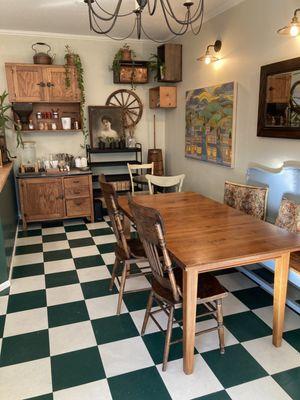 dinning area and water, coffee, tea station