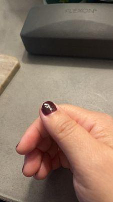 Clumpy nail polish applied