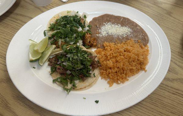 Taco Combo Plate
 2 Grilled Chicken, 1 Shredded Beef