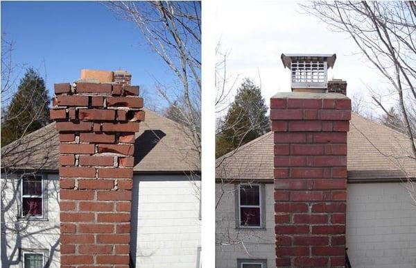 Chimney repair before/after