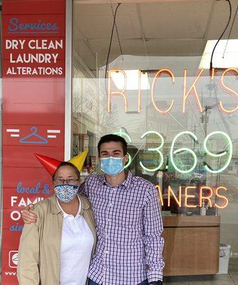 Cheryl (our district manager for 22 years) and Ian (Rick's son and owner of Rick's Cleaners).