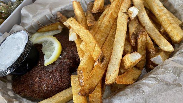 Fisherman's Basket with over fried cod. The fries were fine.