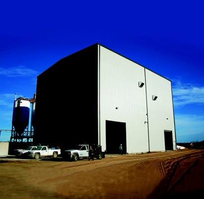 Industrial steel building in Canada.