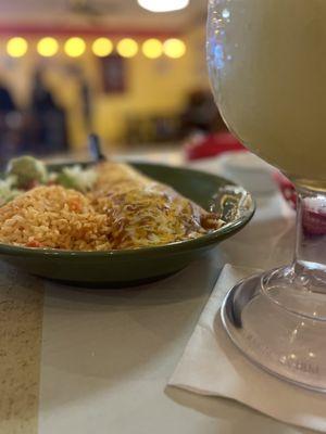 Frozen Margarita and Smothered Burrito