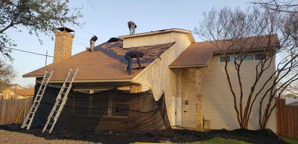 Protective netting added around the house.