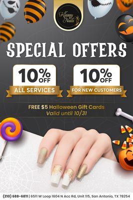 HALLOWEEN READY: SPECIAL OFFERS 

 Get ready for Halloween & Fall season with our special offers at Klassy Nails Culebra!