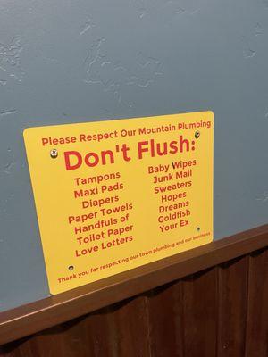 Funny sign in their restroom