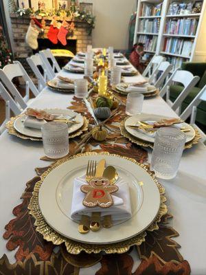 Tables, chairs, tablecloth, plates, napkins - all rented from Susan!