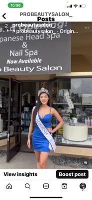 Mrs California 2023 day of her visit at Pro Beauty