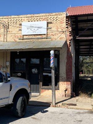 This is a shot of Wades Barbershop in Tioga.