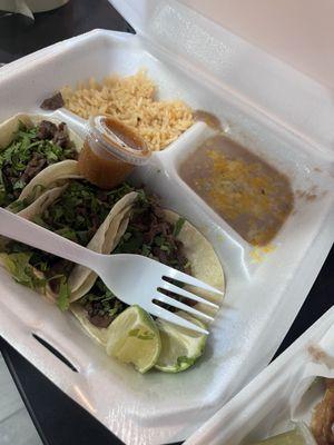 3 taco combo with steak