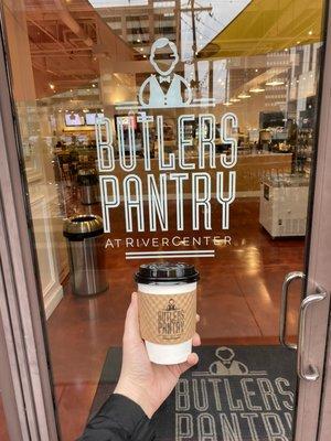 Coffee to go at Butler's Pantry.