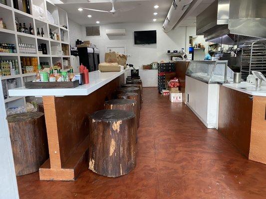 An empty restaurant where patrons can't sit.