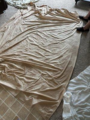 Sheets we had to put down in the living room, so our feet weren't so wet that we would slip walking into the kitchen.