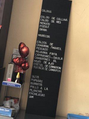 The very limited menu, found on the left side of the location