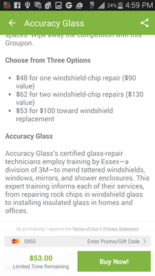 Groupon with Accuracy Glass name on it!