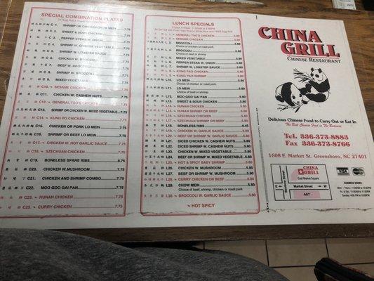 China Grill info and menu