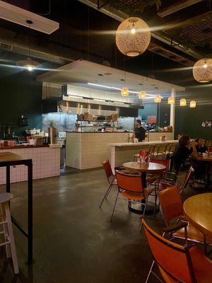 Super cute dining area and open kitchen