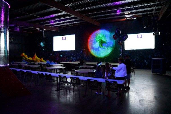 Dance floor in black light