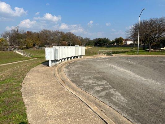 Mailboxes and water retention area