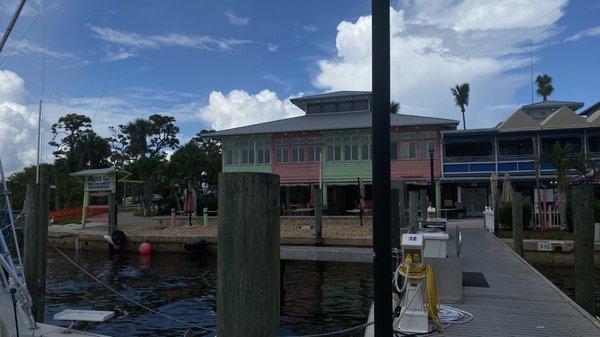 Pirates Cove bar and restaurant downstairs, restaurant upstairs, tiki bars, Marina, resort and awesomeness!!!!