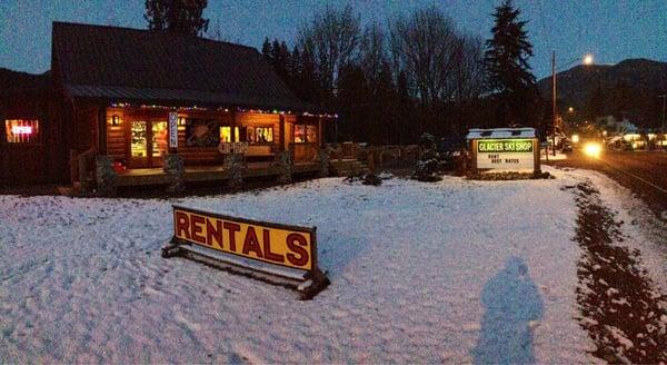 Going towards Mt. Baker ski area, the Glacier Ski Shop is on the left in Hwy542.