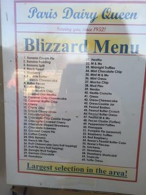 60 different blizzards!  If you don't see something you like they'll make whatever you ask :-)