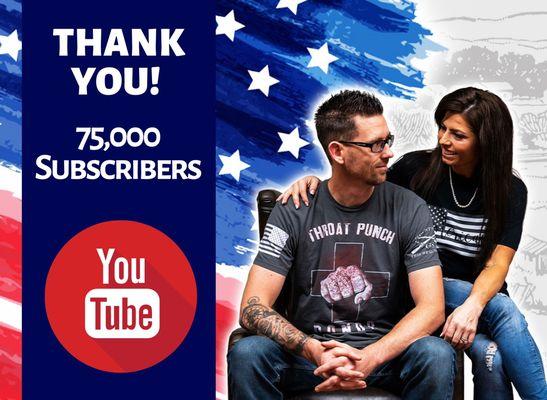 Thank you for helping us reach 75,000 subscribers on YouTube... You Are Awesome