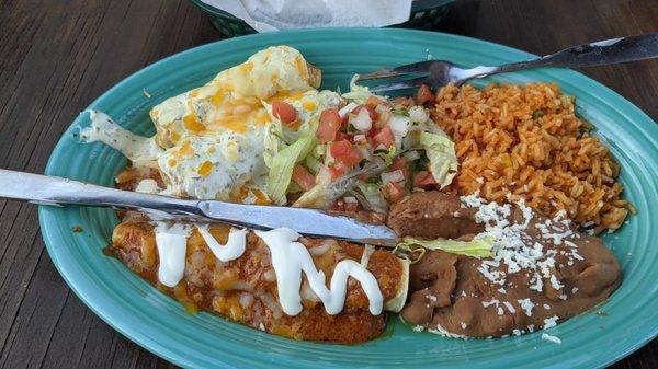 Cheese Enchilada and mini chimis