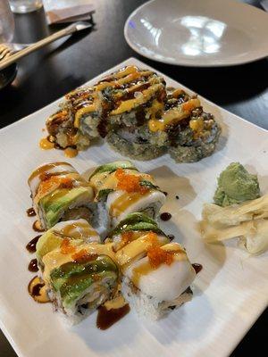 Godzilla roll and queen roll