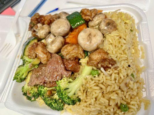 Beef with Broccoli and chicken and Chicken with Mushroom, 2 item combo