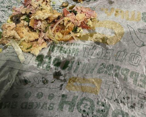 Food was not edible subway footlong