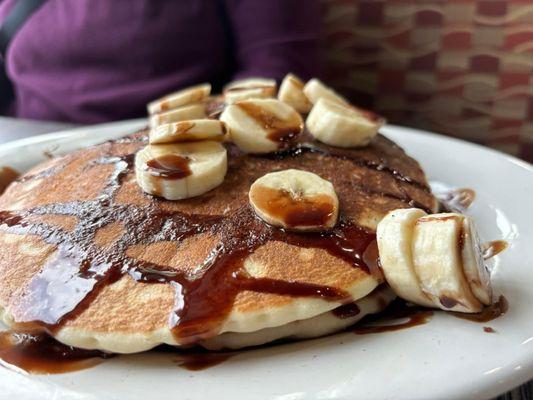 Nutella & banana stuffed pancakes (hersheys syrup on top ) ruining it for me.