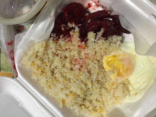 Tocino, fried egg, garlic fried rice