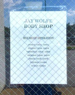 Northland JW Body Shop Hours.  10/02/2017