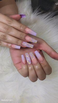 Lilac ombré and marble with gold foil