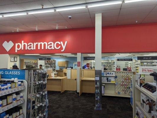 Pharmacy is to the right near the front of store, conveniently placed