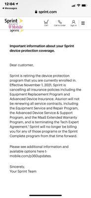 Cancellation of device insurance..